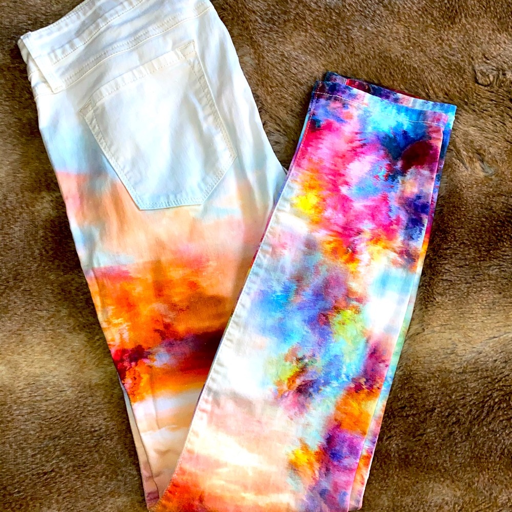 Guess Brittney Skinny Ankle Ombré Tie Due Jeans